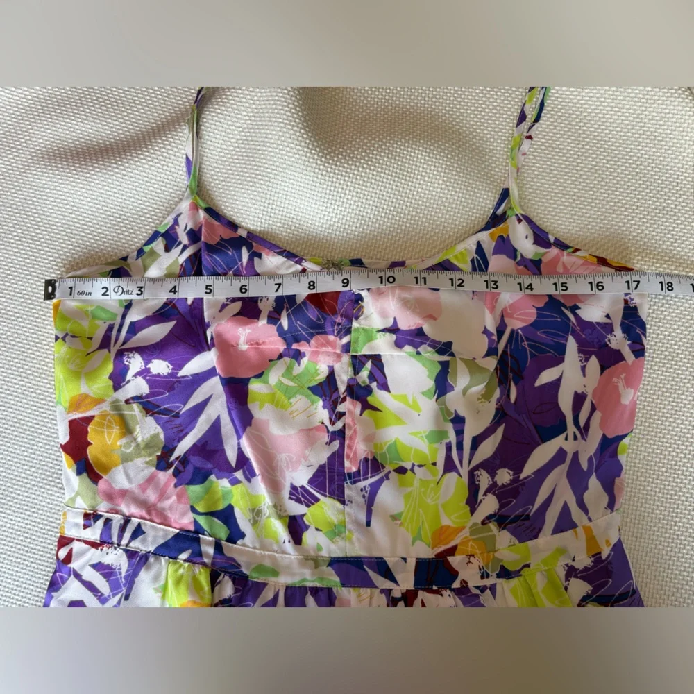 J Crew Dress Women's 12 Purple Floral Spaghetti Straps Tropical Pockets